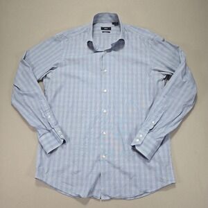 BOSS Hugo Boss Mens Dress‎ Shirt 41/16 Regular Fit Light Blue Striped